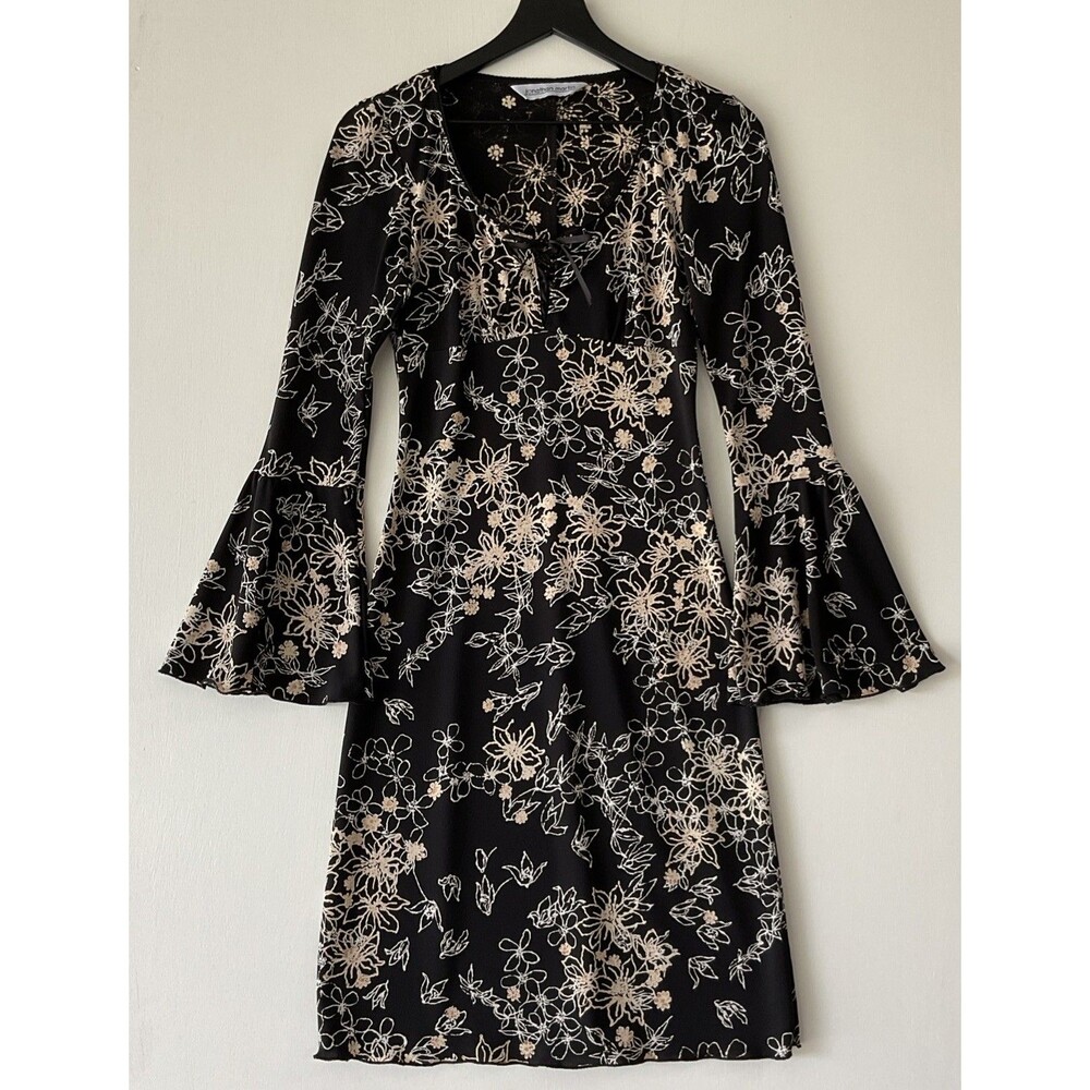Vintage 2000s Babydoll Dress Size Small Floral Milkmaid Whimsi Goth Y2K